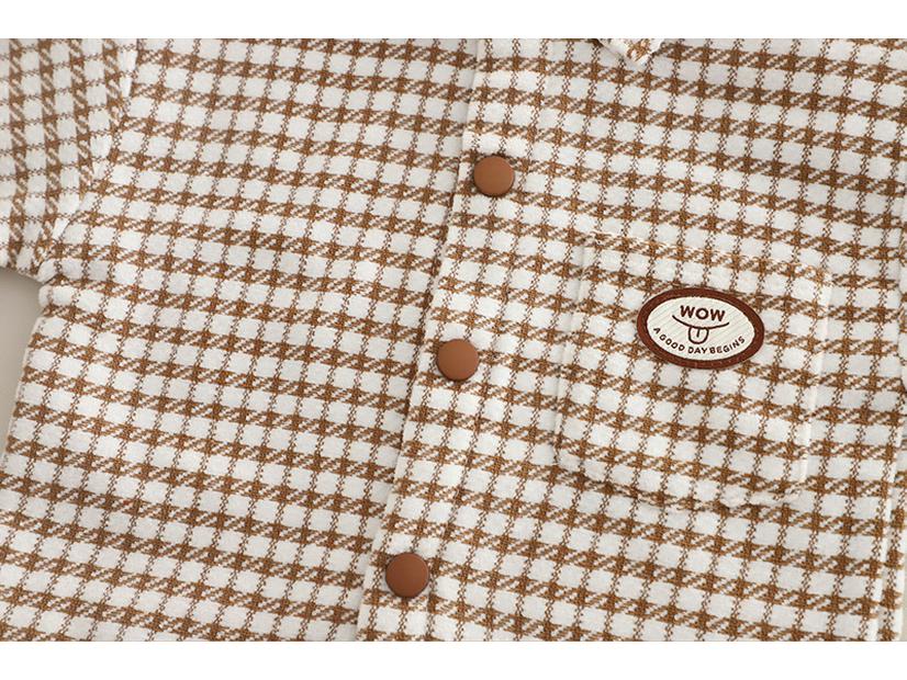 2025 Autumn Boys' Houndstooth Long Sleeve Three-Piece Set with Casual Denim Pants