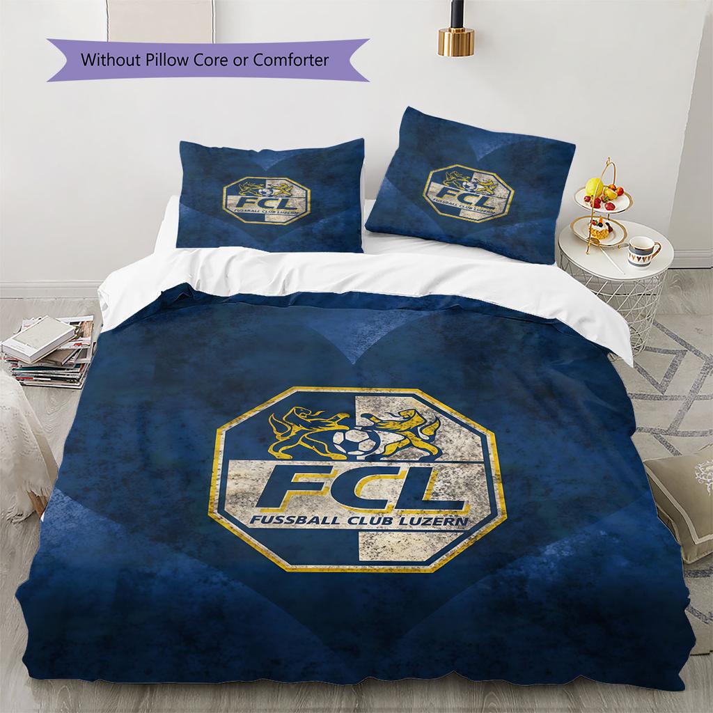 Set Copripiumino Trapuntato con Logo FC Luzern Federa Decorazione per la Casa Regalo di Compleanno (1 * copripiumino + 2 * federa, senza nucleo)