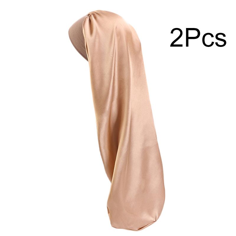 1Pc Women Solid Color Hair Hat Double Sided Silk Satin Bonnet Long Hair Polyester Night Sleep Cap Dreadlocks Braids