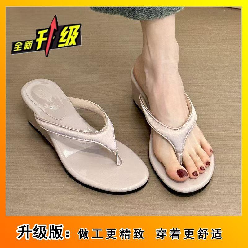 

Beach Resort Slope Heel Flip-flops Shoes Women s Skirt Sandals High Heels Sandals Women s 2025 Spring and Summer New 40