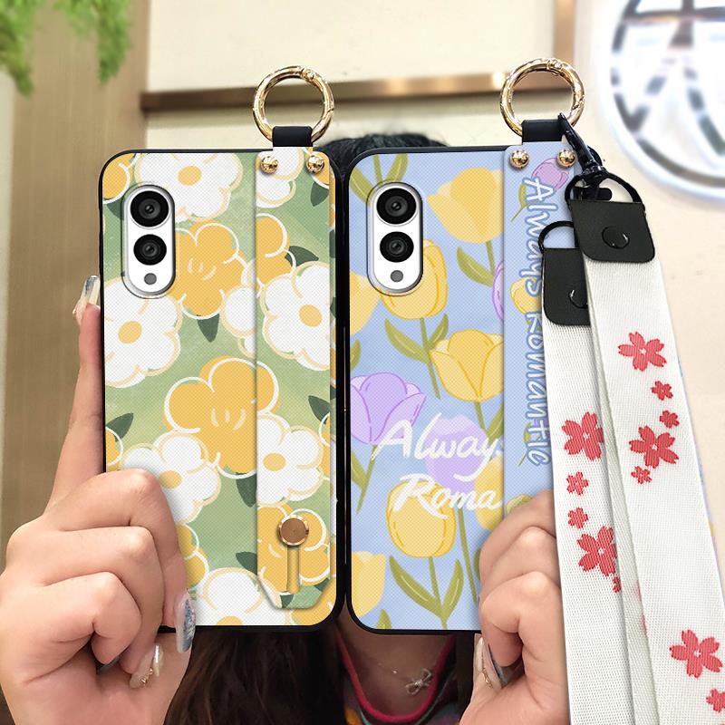 Wrist Strap Lanyard Phone Case For FCNT/Fujitsu Arrows N F-51C Silicone Fashion Design Anti-dust Durable Protective Ring
