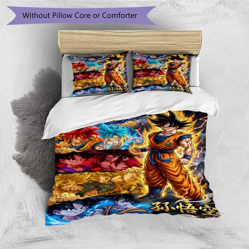 3pcs Duvet Cover Set (1*Duvet Cover + 2*Pillowcase, Without Core), Dragon Ball Print Bedding Set, Bedroom Decor, All‑Season, Gift