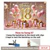 2D Sparkle Pink Gold 18th Happy Birthday Photography Backdrop with Balloons