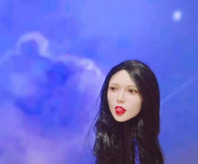 Toys & Hobbies [TOYBARJAPAN] 16 Scale Action Figure Head for TBLeague and Other Bodies. Pearl White Skin, Tongue-out Expression, Long Black Hair,