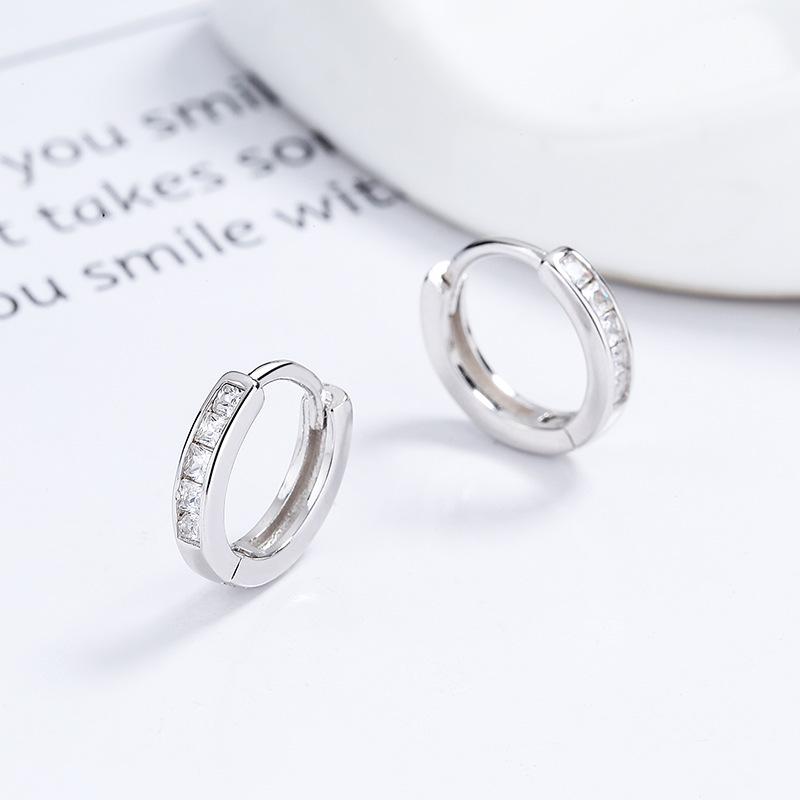 925 Sterling Silver Diamond Hoop Earrings for Women - Summer 2022, Minimalist & Versatile Style, Personalized Temperament Earrings