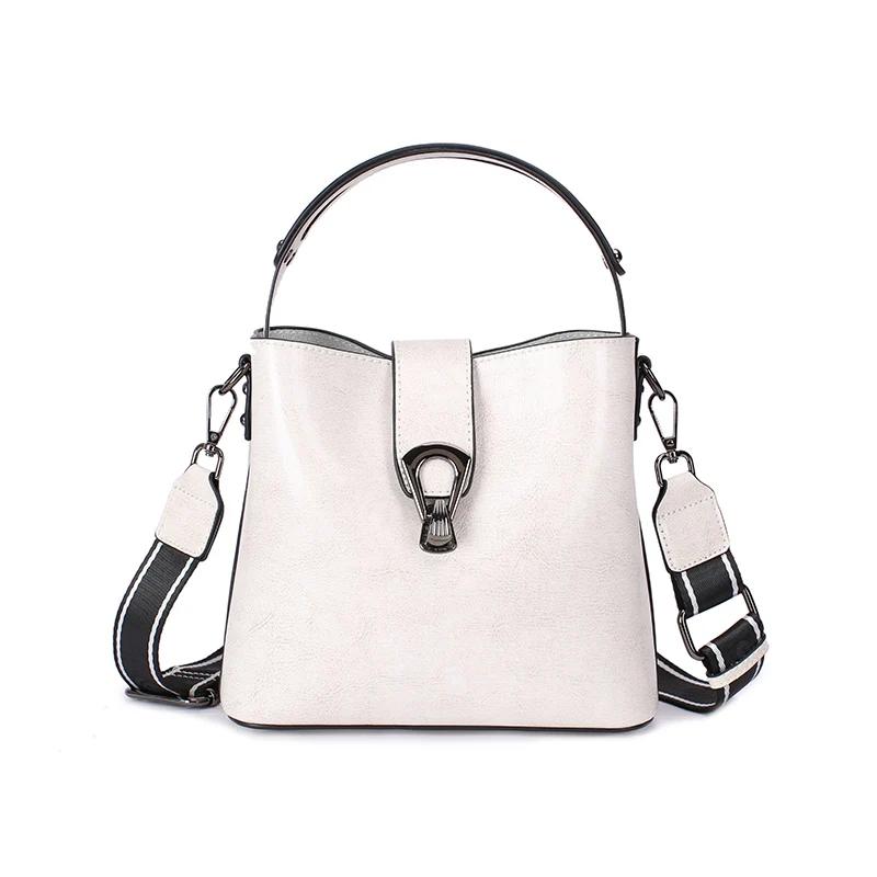 Ladies Waxed Cowhid Genuine Leather Bag Women s Retro Top-grain leather Shoulder Handbag Female Cowhide Commuting Crossbody Bags 21x10x18cm белый