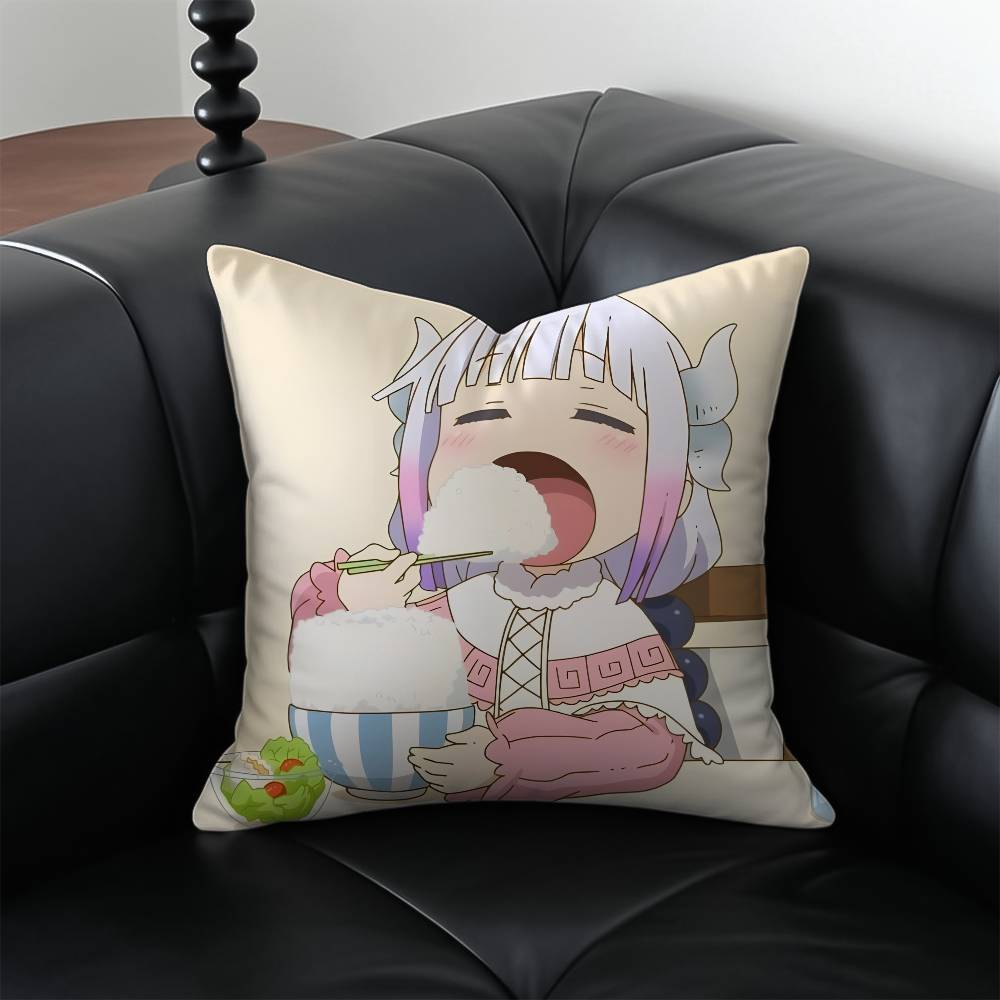 Anime Miss Kobayashis Dragon Maid Pillow Case Antidustmite Pillowcase Invisible zipper silky short plush Sofa cushion cover