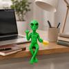 Green Alien Figurine for Fish Tank Fuunny Statue, with Beer Glass Figurine, Home Office Hanging Leg Decor Bar Pub Game Room Desktop Shelf Workstation