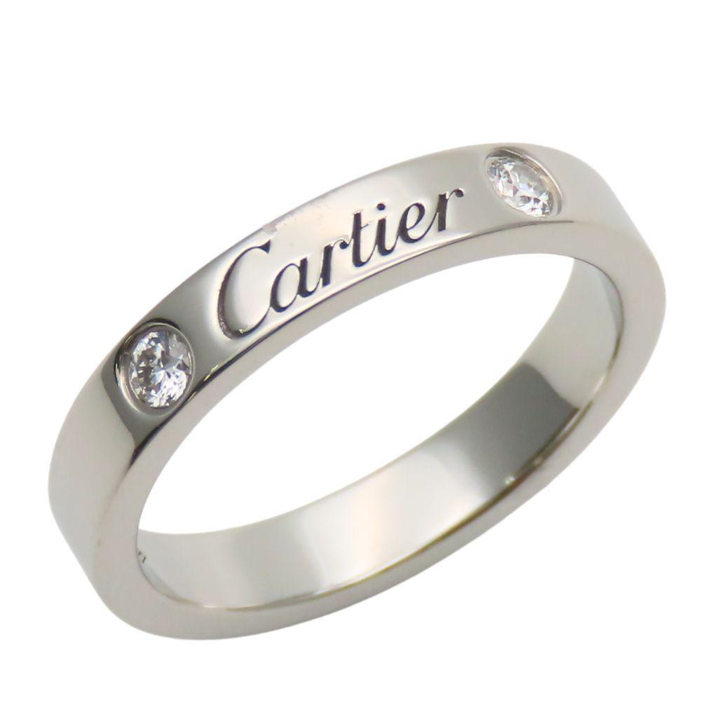 Used CARTIER Ring Engraved EU#47 47 Pt950Platinum/diamond 4.4g Platinum 2PD
