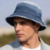 Nuovo Cappello a Secchiello in Denim Casual Unisex con Bordo Sfilacciato Cappelli da Sole in Cotone Lavato Vintage per Uomo Donna Streetwear Cappello Berretto