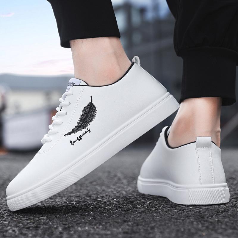 

Мужские модные осенние белые кроссовки: Универсальные кеды в китайском стиле для студентов 46 чёрный/белый