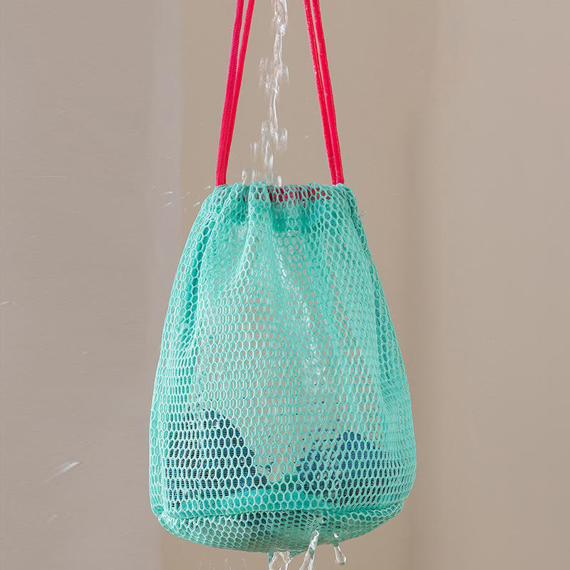 Portable Travel Nylon Mesh Cosmetic Bag Drawstring Drainage Storage Bag for Swimming And Bathing Single Color Pattern