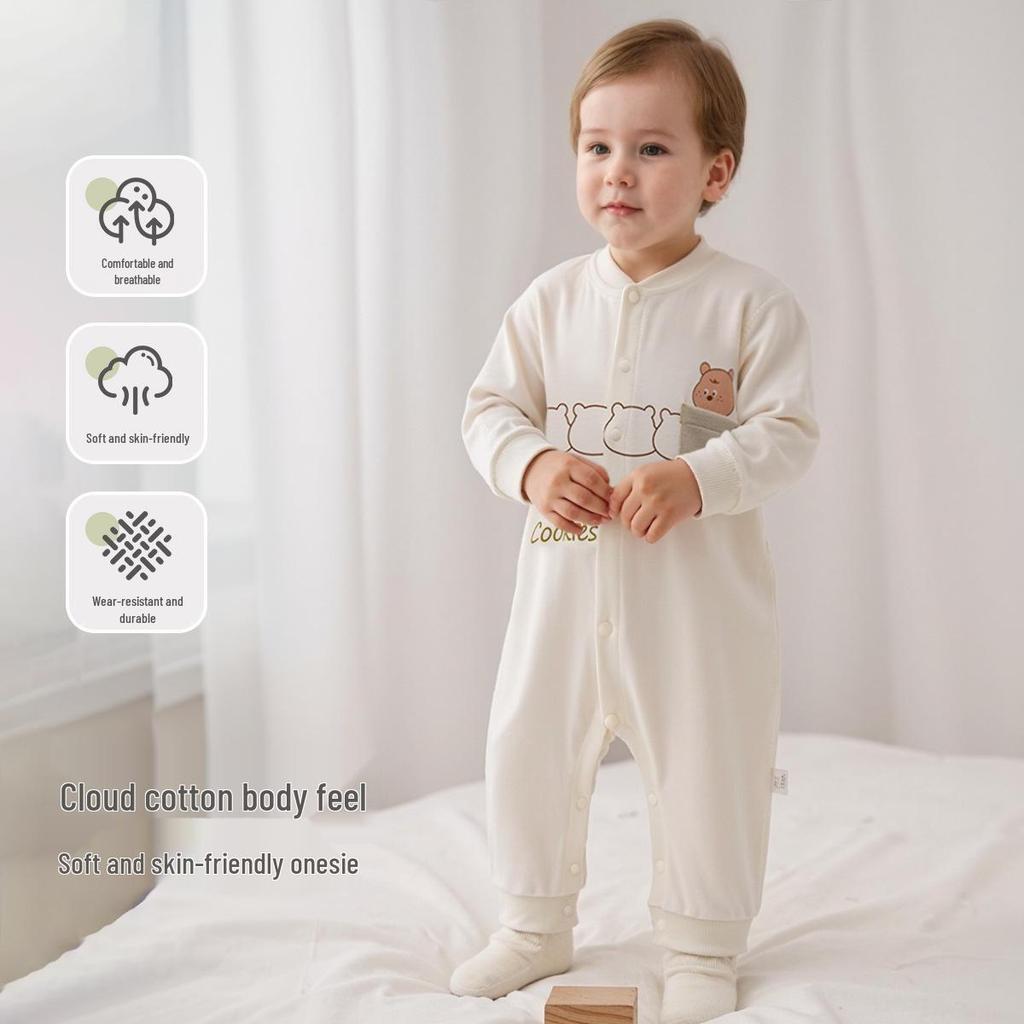 Tongtai Newborn Pure Cotton Baby Bodysuit - Spring/Autumn Jumpsuit Romper
