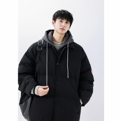 Simple and Trendy New Winter Hooded Down Jacket Mid-length Men's Thickened Warm Jacket