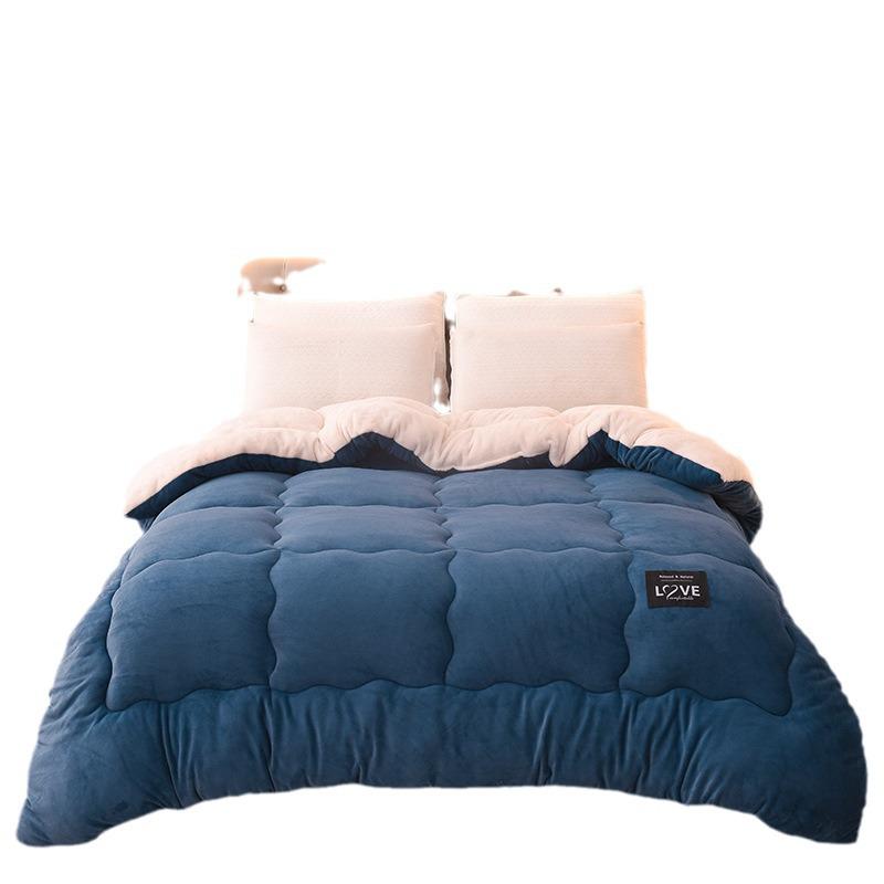 Cozy Milk Velvet Cotton Quilt: Thick Lambswool Bedding for Autumn/Winter - Double Size