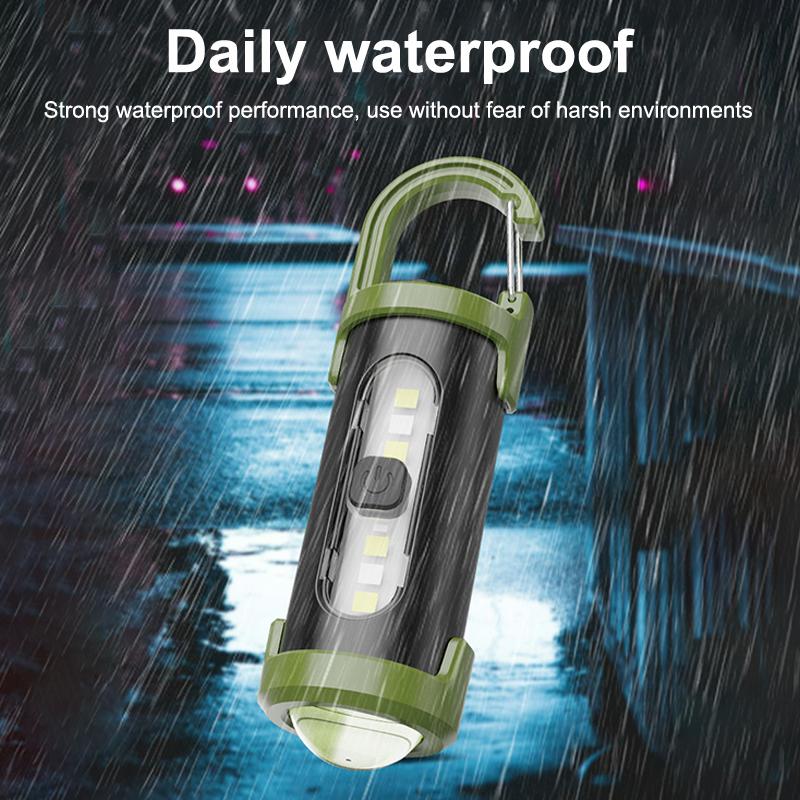 Keychain Flashlight Multifunctional Mini Rechargeable Portable Light with Hook for Outdoor EDC