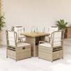 VidaXL Garden Dining Set with Cushions 5pcs Beige Poly Rattan 3262920