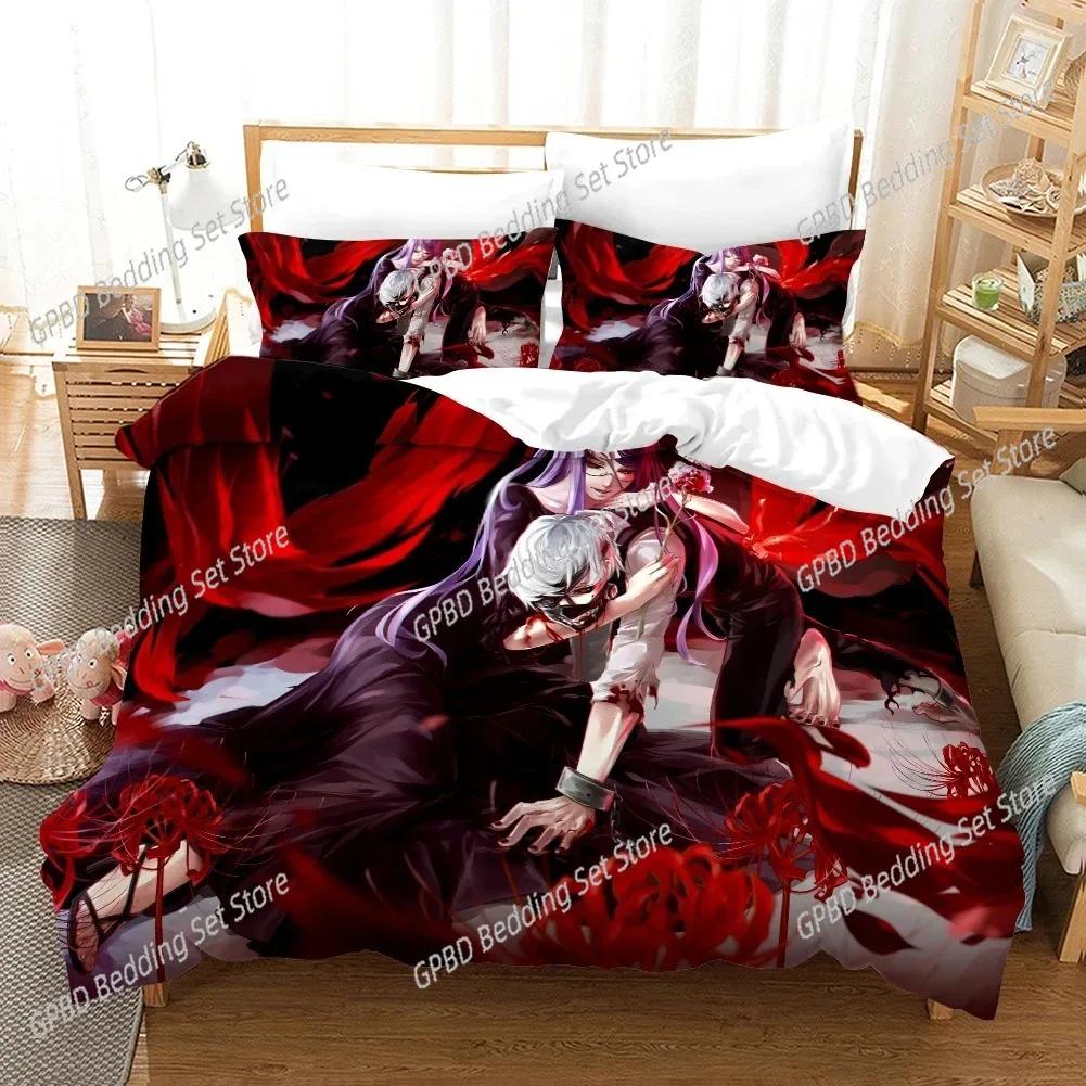 Comforter Anime Tokyo Ghoul 3D Bedding Set Comforter Linen S Home Decor Single Double Twin King Queen
