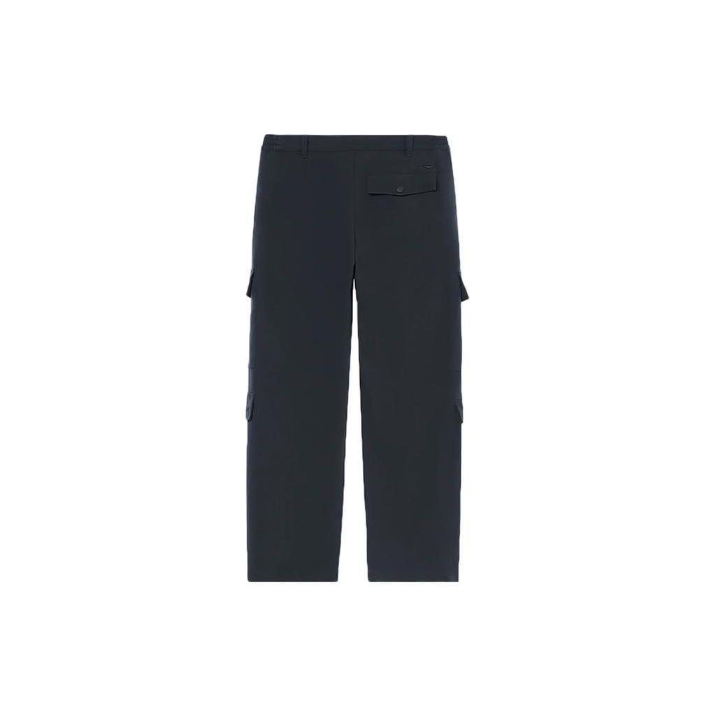 Li Ning Logo Solid Color Straight Leg Long Knit Sports Pants Unisex Pants Black AYKR992-2