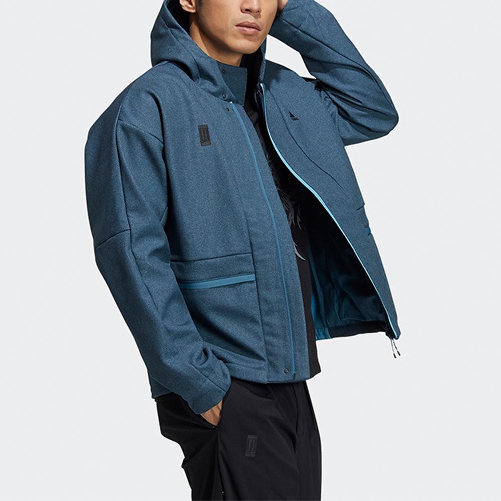 Adidas Geacă cu glugă WV Bond cu logo mic Bărbați Îmbrăcăminte exterioară Albastru cer H39219