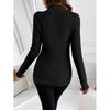 Solid Color Mock Neck Fleece Sweater, Elegant Long Sleeve Thermal Pullover Sweater, Women's Clothing