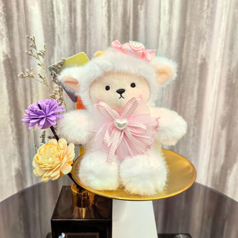 Lamb Sheep Soft Stuffed Plush Playthings Cute Bow Accessory French Fries Bread Egg Animal Plush Doll Gifts Ideal For Girls Eid al Fitr Decoration
