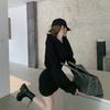 2025 New Design Light Mature Hepburn Style Black Sweatshirt Dress for Women Autumn and Winter