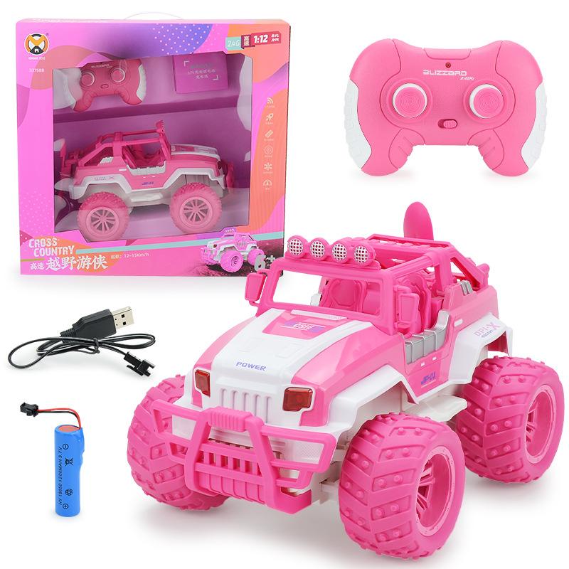 2.4G Rechargeable Electric Four-Way Remote Control Car, Simulated Off-Road Vehicle, Children'S Pink Girl Toy Car