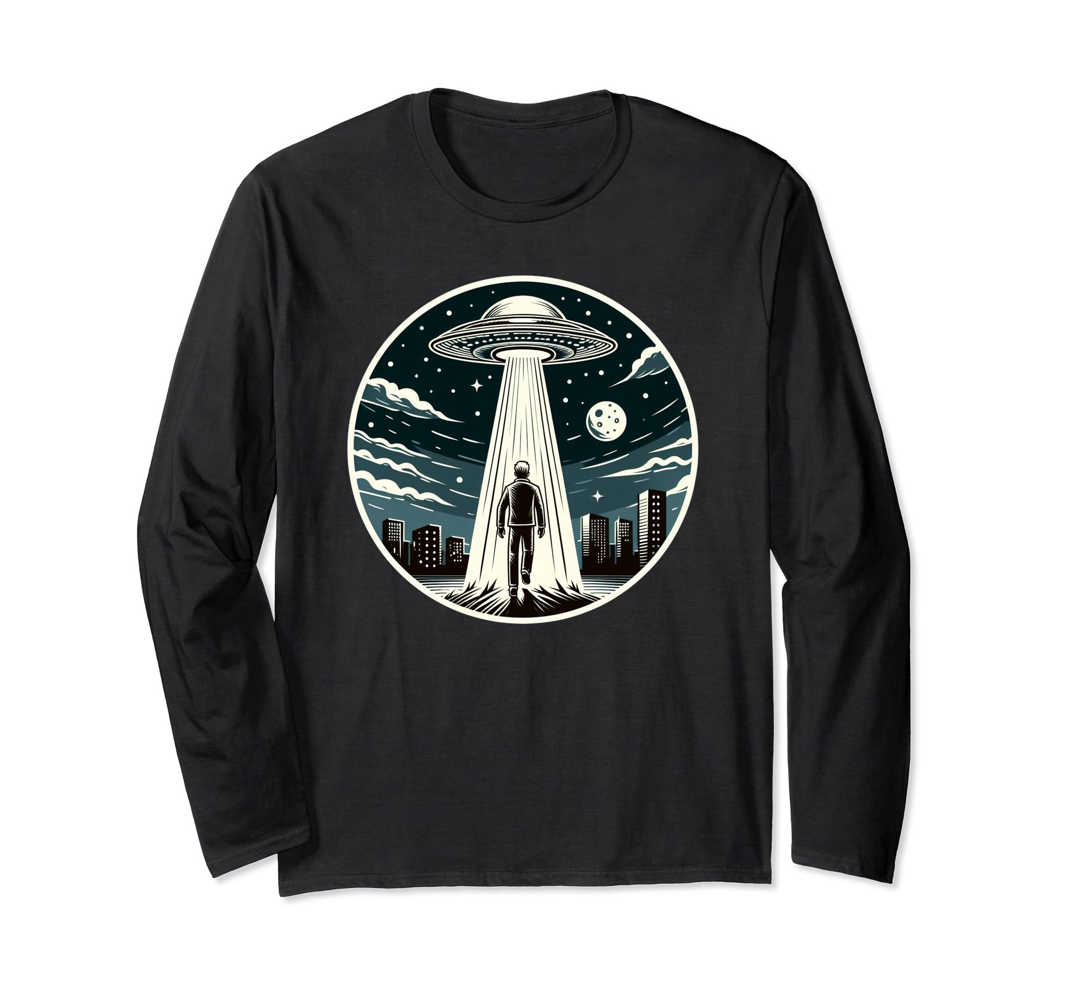 

Футболка с длинным рукавом Mysterious UFO Beam Human Abduction Space Adventure чёрный