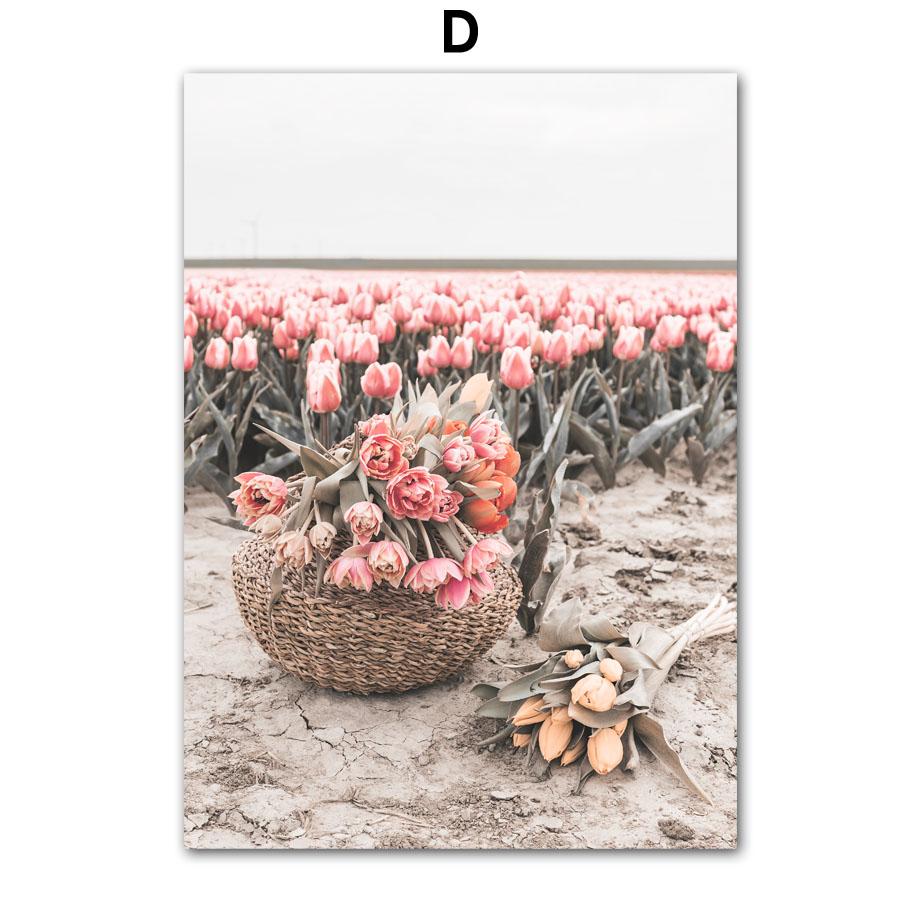 Pink Lily Rose Peony Girl Flowers Wall Art Canvas Painting Nordic Posters and Prints Pictures for Living Room Bedroom Home Decor