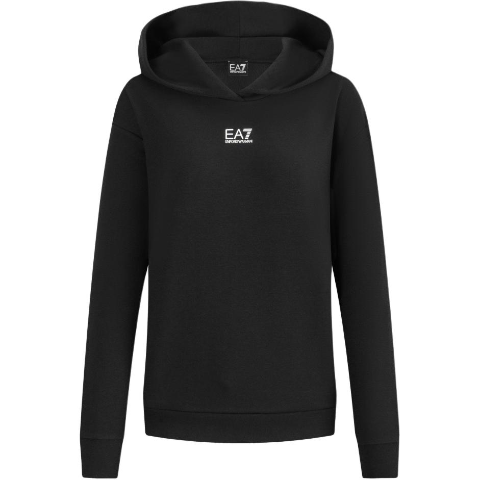Emporio Armani EA7 SS24 Letter Print Hooded Long Sleeve Sweatshirt Women sweatshirt Black 3DTM21-TJQLZ-1200 L