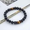 Mens European American Handmade Beaded Bracelet Volcanic Stone Wood Bead