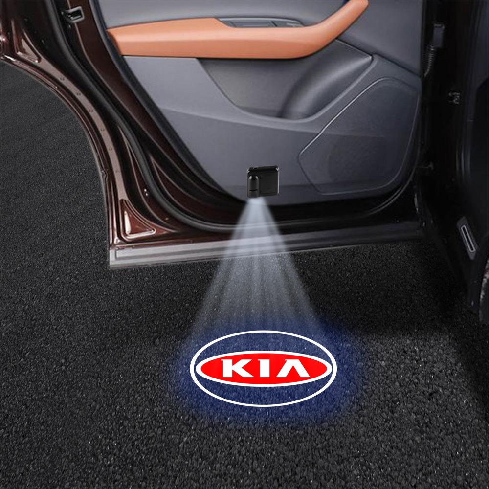 2026 Hot Car Sticker 1/2Pc LED HD Projector Lamp Car Door Wireless Welcome Light For Kia Rio Picanto Sportage Niro Morning Ceed