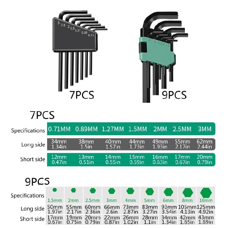 7/9Pcs Allen Wrench Set Hex Key Set Double End Hex Key Wrench Set T Handle