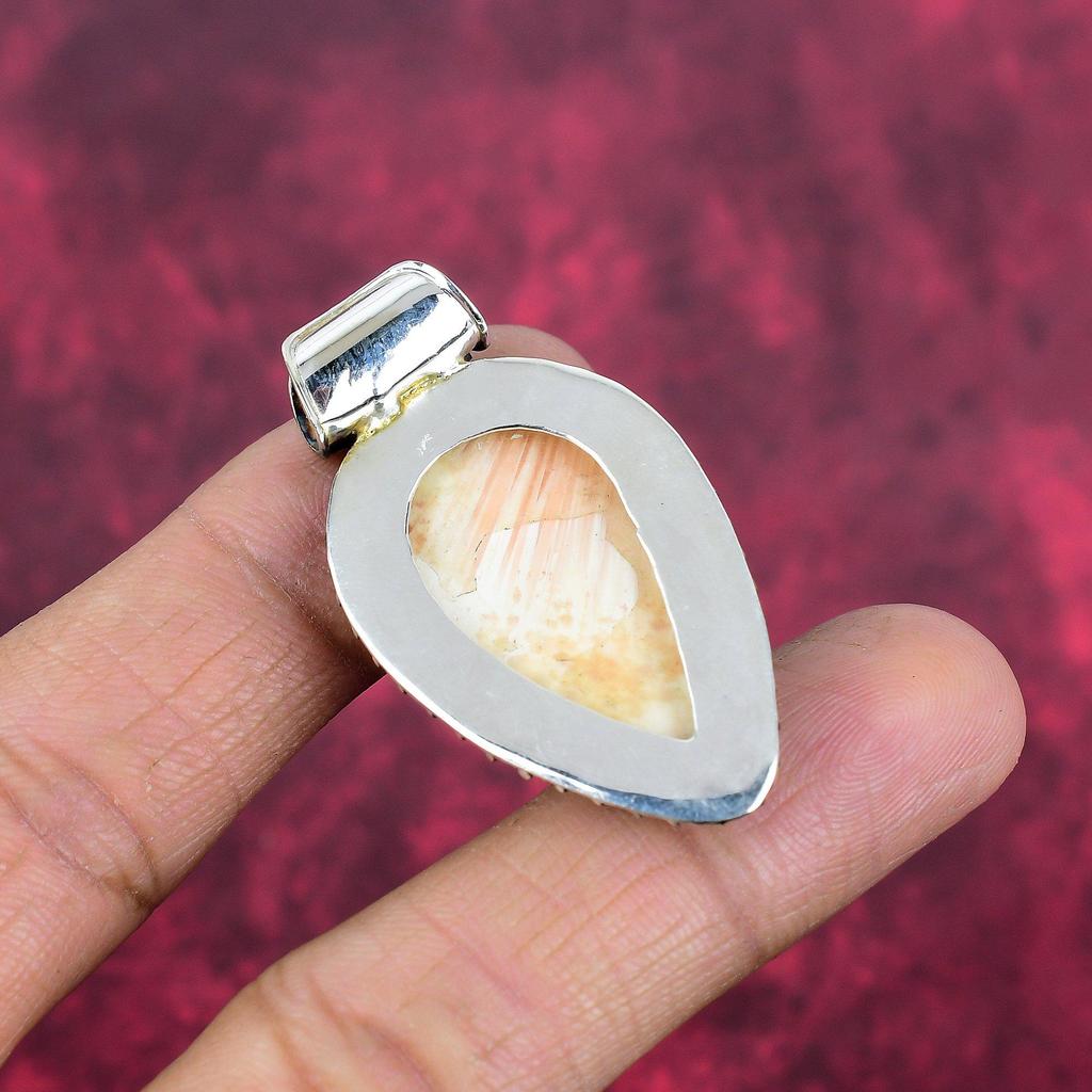 Skolezit Anhänger, 925 Sterling Silber Anhänger Handgefertigter Edelsteinschmuck, Geschenke für Ehefrau Nagelneuer Anhänger