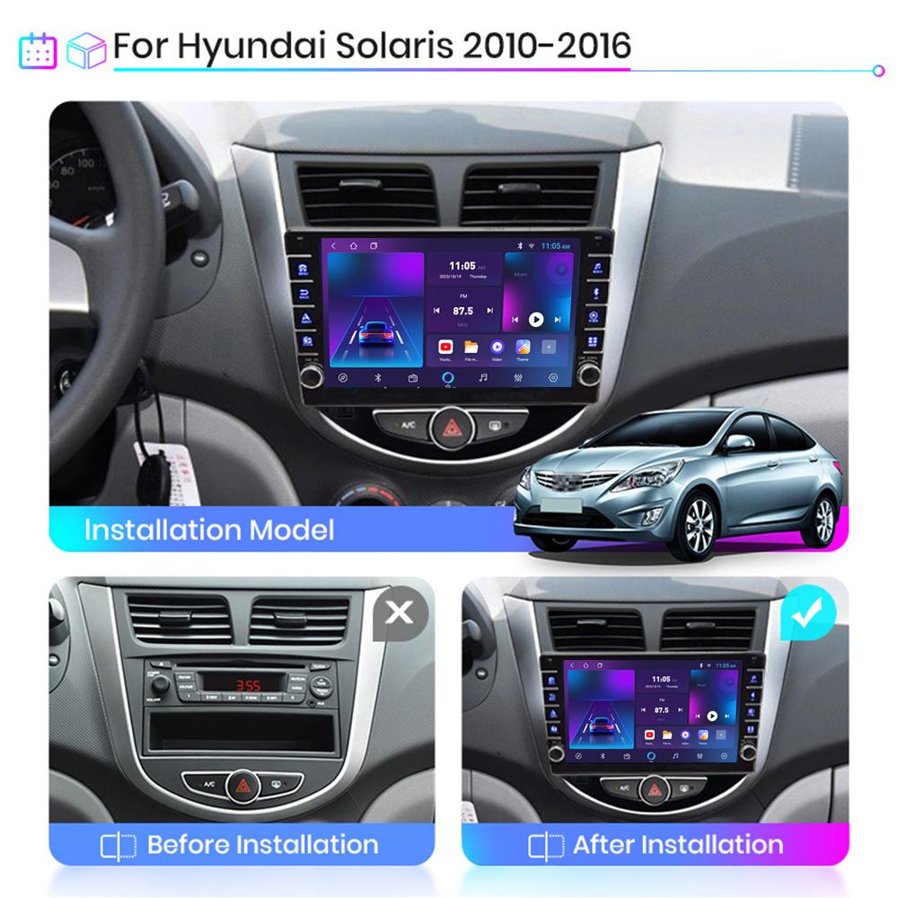 icreative Carplay 2din Android Car Radio Multimidia Video Player For Hyundai Solaris Accent Verna 2010-2016 With Button Knob Navigation GPS 2+32GB