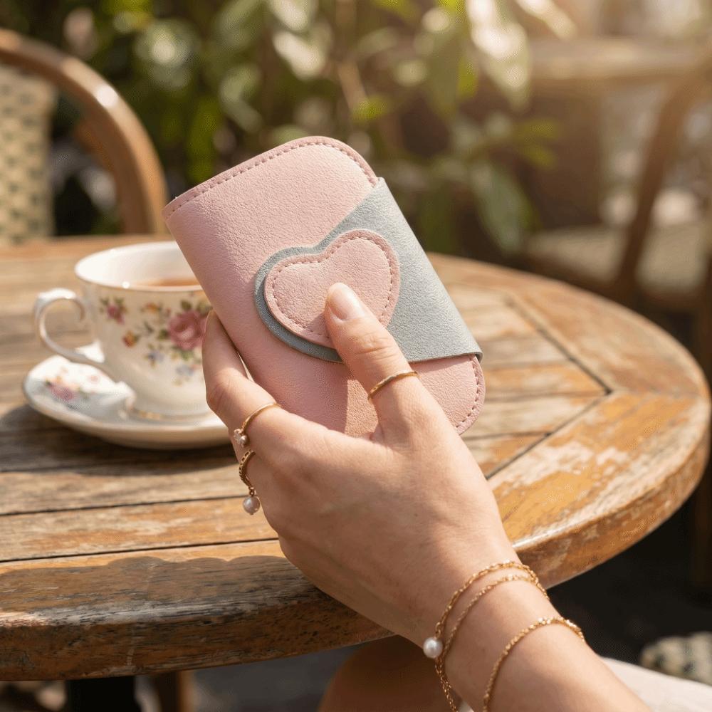 Patchwork Style PU Two-tone Key Case Mini Size Multi Slots Card Holder Multifunctional Portable Keychain Wallet Women