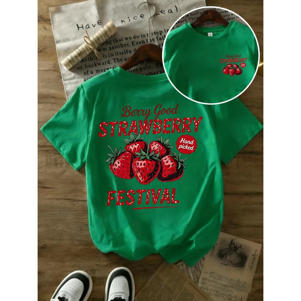 Berry Good Strawberry Printed Cotton T-Shirts Women Summer Short Sleeve T Shirt Casual Soft Oversized Tops Basic O-Neck Clothes