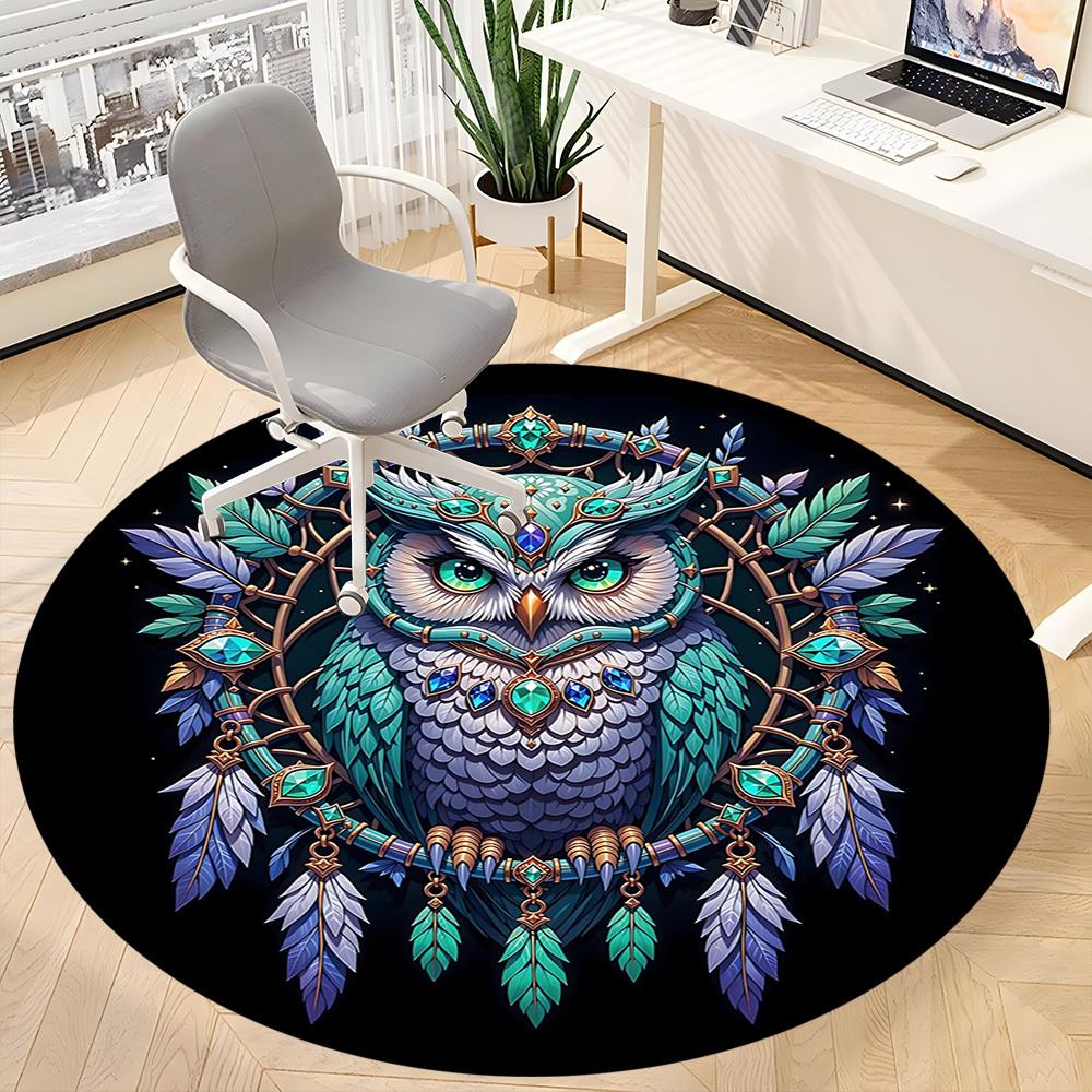 1pc Mystic Owl Decor Chair Carpet for Office Non-Slip, Machine Washable Rug for Office, Room - Holiday Decor, Machine Made yy251016103