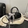 Simple Solid Color Silver Bow And Lace Decoration Women Casual Shoulder Bag For Daily Use