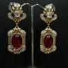 Vintage Court-Style Square Crystal Pendant Earrings with Rhinestone Inlay - Luxury Retro Design