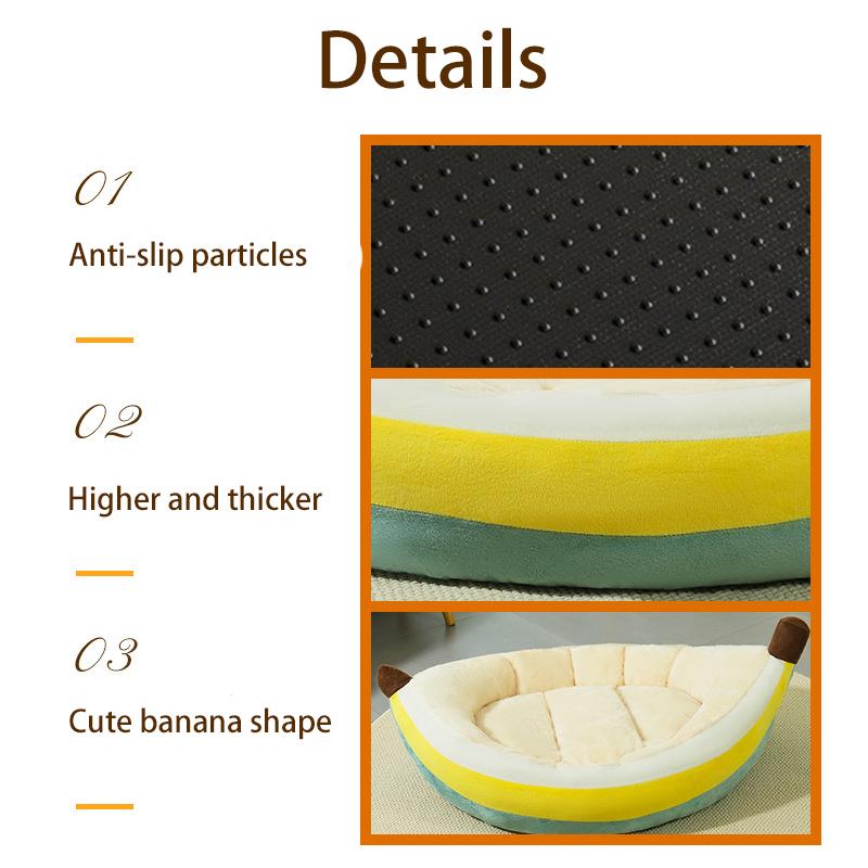 Winter Warm Cat Bed Banana-shaped Cat Sleeping Nest Cute Pet Bed for Cats Small Medium Dogs Detachable Kitten Bed Pet Supplies