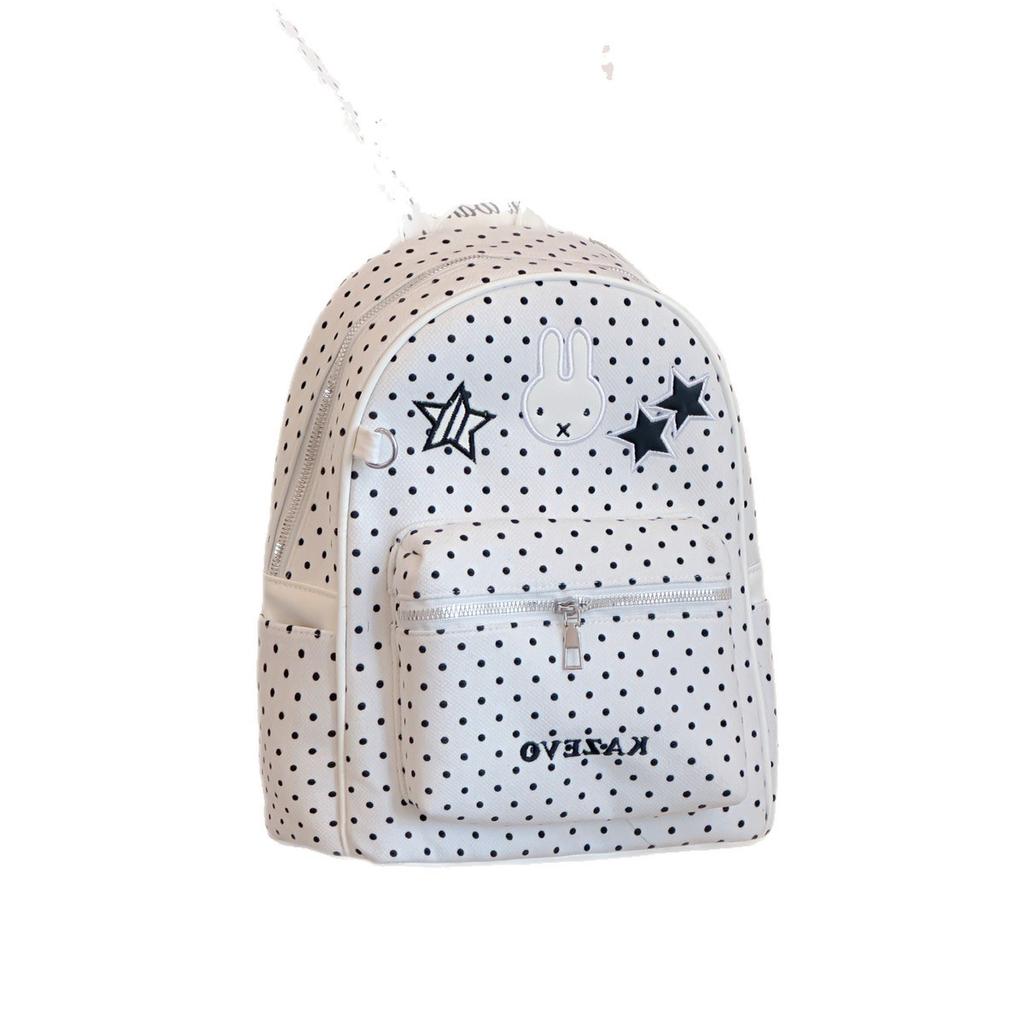 Schoolbag Cartoon Cute Polka Dot Bunny Backpack Ins Korean Versatile Backpack College Student Class Girl Schoolbag -