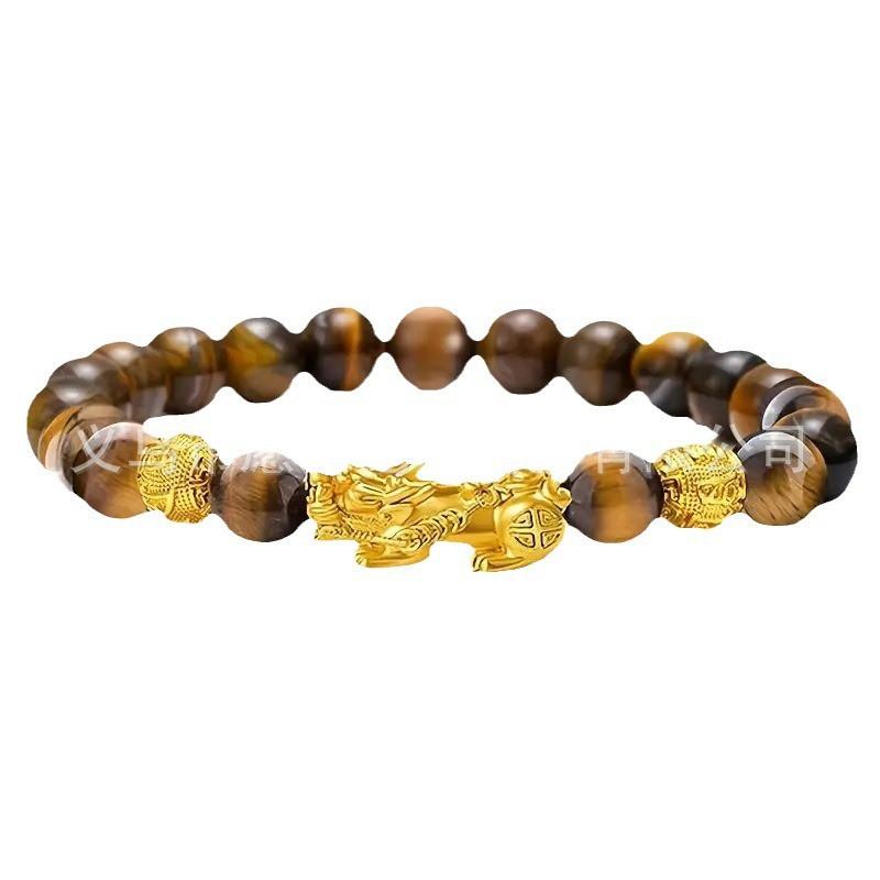Lucky Pi Xiu Tiger Eye Stone Bracelet Men Handmade Fashion Jewelry Good Fortune