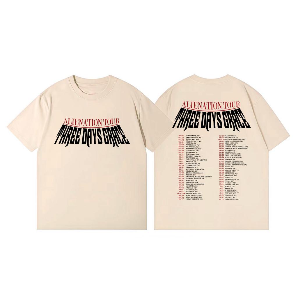 Three Days Grace Alienation Tour 2026 Magliette Merch Grafiche Uomo Donna Moda Retro T-shirt Estiva Casual Ampia Maglietta di Cotone