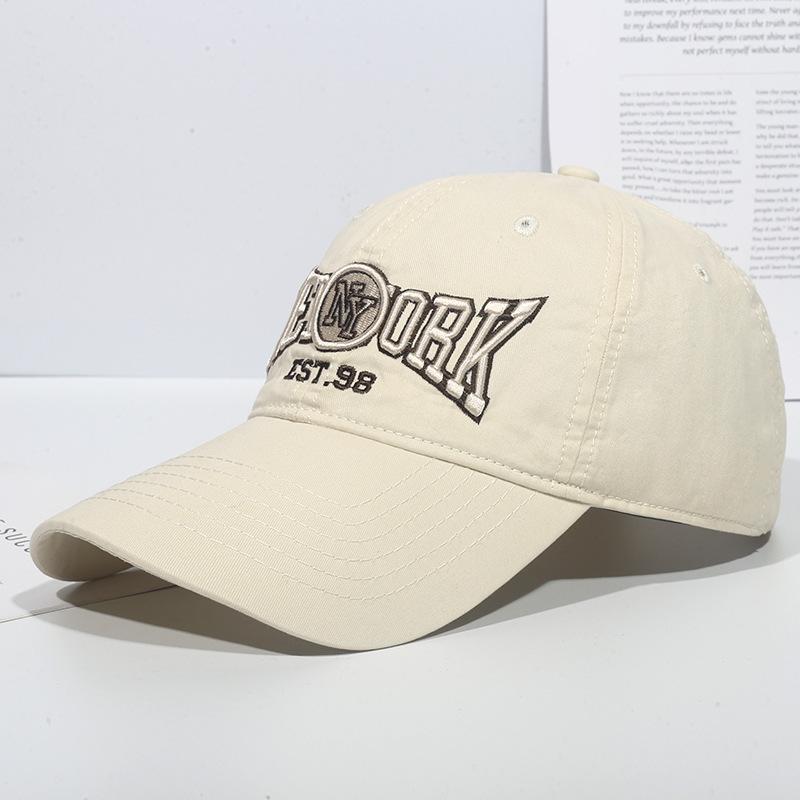 Fashion Hat Women's New Soft Top Stick Baseball Cap Korean Version Letter Embroidery Washed Cap
