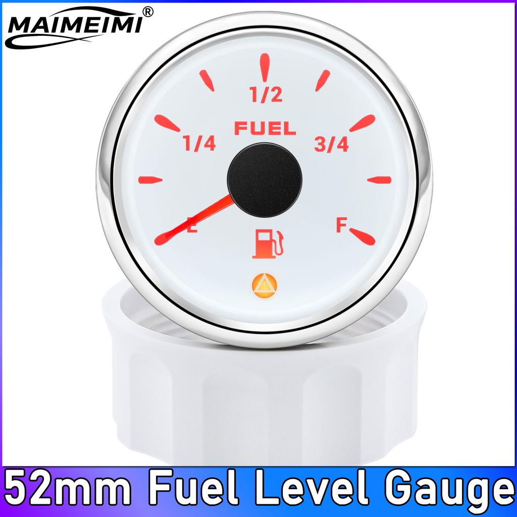52mm Fuel Level Gauge With Alarm 7 Colors Backlight Pointer Oil Tank Meter 0-190Ohm For Auto Marine Boat Car 12V 24V Fuel Tank