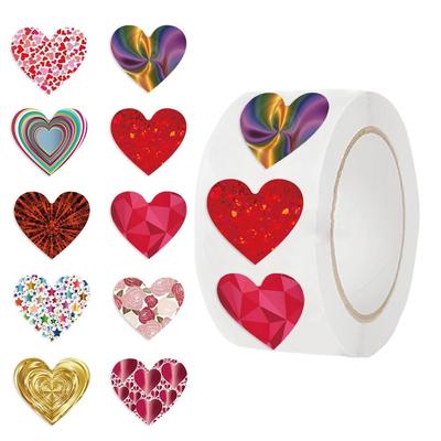 New Heart Shaped Love Heart Stickers Self Adhesive 2.5cm Stickers Roll Paper Cute Packaging Labels Happy Valentine's Day