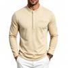 Men S Long Sleeve Henley T Shirt With Chest Pocket Casual Top