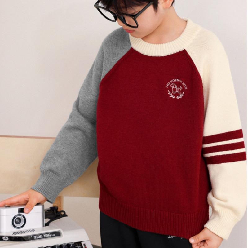 Pull en maille stylé pour garçon, manches raglan, hiver 2025